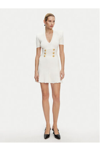 BALMAIN Γυναικείο Πλεκτό Φόρεμα DF1R7320KF24 Λευκό