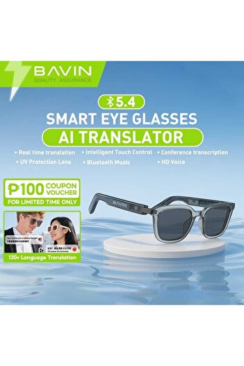 Bavin Smart translation sunglasses support over 130 languages, UV protection, Bluetooth 5.4