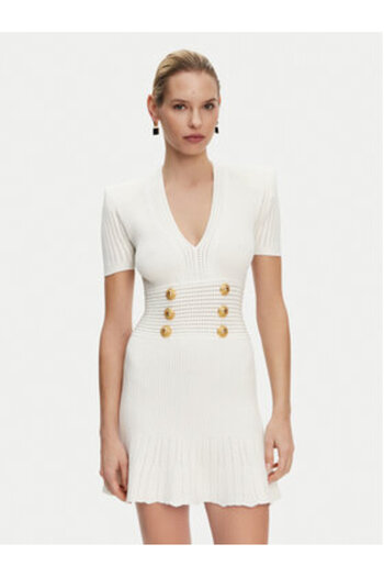BALMAIN Γυναικείο Πλεκτό Φόρεμα DF1R7320KF24 Λευκό