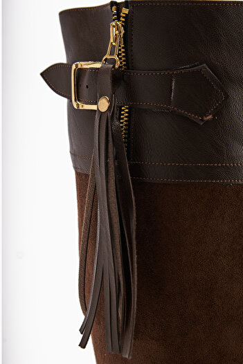 Limoya Galia Brown Suede Buckle Women's Boots