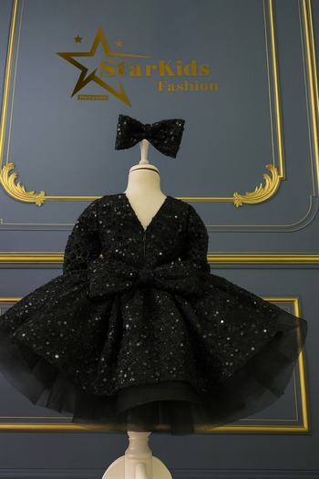Star Kids Girls' Black Beaded Dress, Girls' Graduation Dress