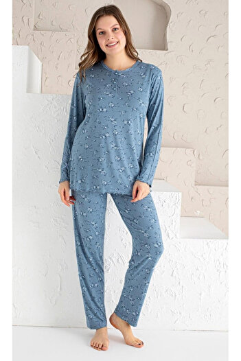 Star Fashion Women's long-sleeved pajamas, made of viscose, soft and comfortable material