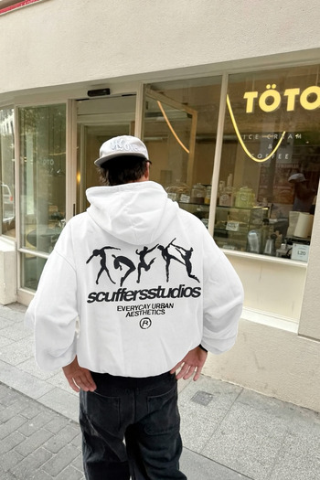 CLASSY.MODA 3 Thread Hooded Sweatshirt with Kangaroo Pocket – Urban Style Unisex Comfortable with Large Print on the Back