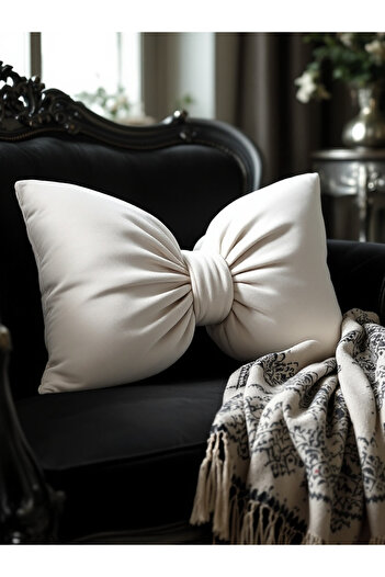 JACA Velvet Bow Appearance Decorative Pillow Filled Bow Fabric Gift Pillow Throw Pillow Cushion