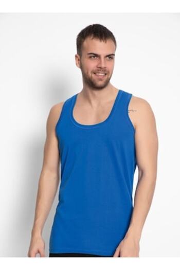 pamuklu Set 3 men's tank tops, Pamuklu, Blue, 100% cotton, 2XL