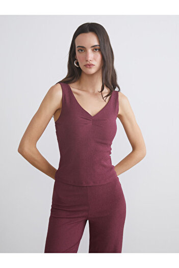 LC Waikiki Create Your Style from Uzg Store |   V-Neck Textured Gathered Blouse