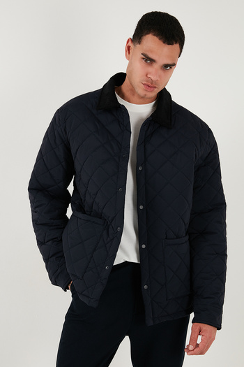 Buratti Quilted Regular Fit Velvet Detailed Coat Men's Coat 497Leroy