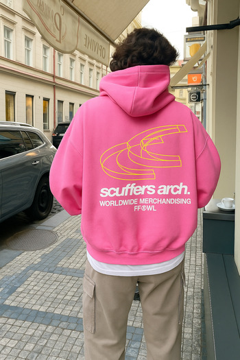 CLASSY.MODA Oversize Hooded Sweatshirt – Unisex with Scuffers Arch Text and Graphic Print
