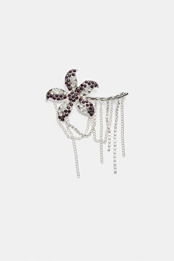 Stradivarius Rhinestone flower brooch