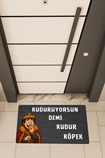 Dormot High Quality Digital Printing Black, Prince, Cartoon Kudur Dog-Themed Doormat