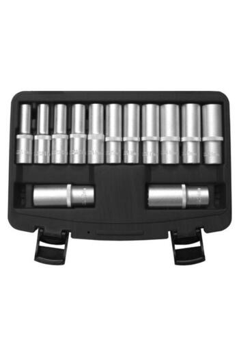 SW-Stahl Set of 13 socket wrenches SW05632L, 1/2 inch square drive, sizes 10-24 mm, steel