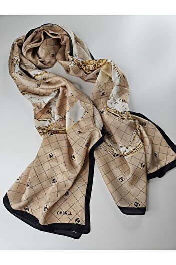 Webinay Home Square Pattern Monogram Voile Silk Shawl Foulard Silk Scrafs Shawl Hijab Premium