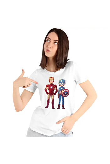 OEM Women's T-shirt Iron Man Rick and Morty Captain America