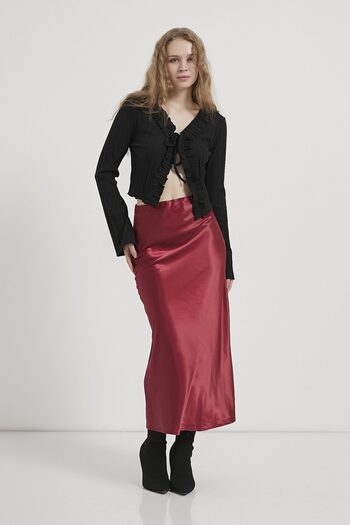 Arma Life Armalife 5014 Midi Satin Women's Skirt with Elastic Waist