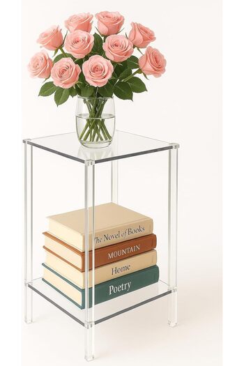 Slasa Rectangular Acrylic Side Table – 35.6 × 29.2 × 49.8 cm Clear Nightstand for Home & Office