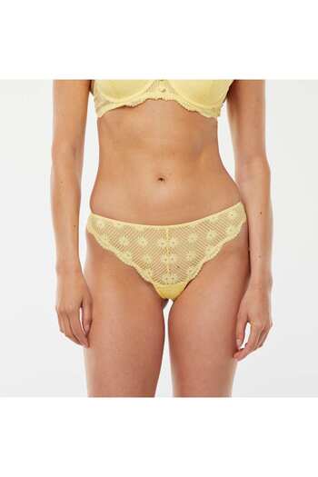 KIABI Openwork floral lace tanga briefs YELLOW