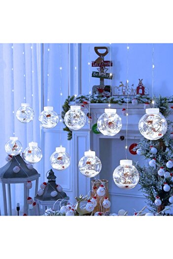 OEM Christmas Installation, 3 M, Light Curtain Type, 10 Christmas Globes, Cool White
