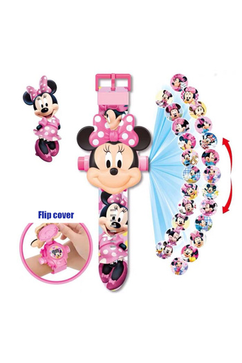 choice2 1 Disney Frozen Mickey Minnie 24 Figure Children's Cartoon Projection Electronic Watch Snow Princes.