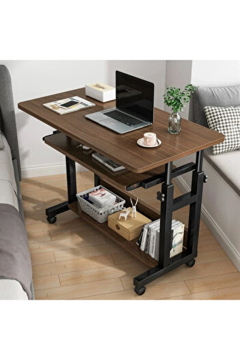 Un Movable Computer Desk with Keyboard Tray (80x45) - Brown