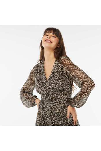 KIABI Fitted crÃªpe knit dress BEIGE