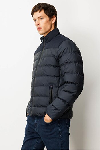 Desen Triko Men's Quilted Puffer Jacket Navy Blue