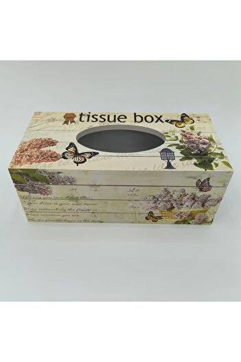 ORCHID WOODEN TISSUE BOX HOME FL