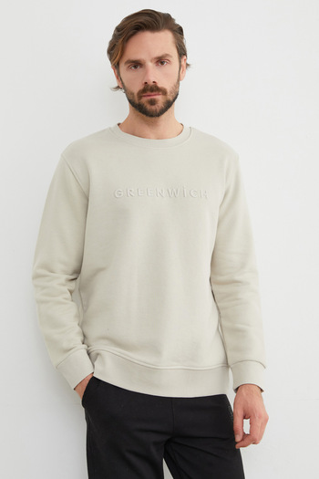 Fulla Moda Greenwich Text Embroidered Crew Neck Sweatshirt