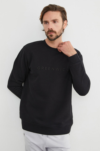 Fulla Moda Φούτερ με λαιμόκοψη με κεντημένο κείμενο Greenwich