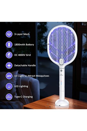 PALONE Electric Fly Swatter, 4000V Fly Swatters USB Fly Killer Rechargeable Fly Zapper
