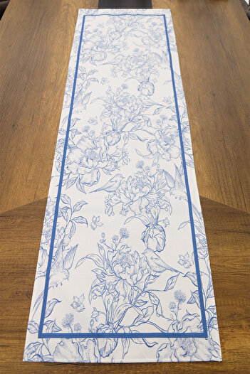 DEKOMOD 40X140Cm Woven Stain Resistant Printed Thai Feather Fabric Table Cloth Decorative Runner Washable