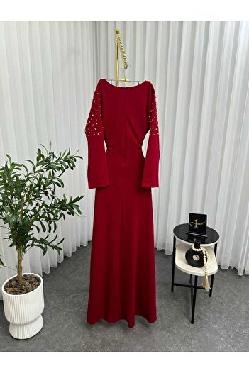 NALA FASHION Red embroidered evening dress