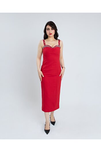 NATASHA Fashion Elegant crepe midi dress