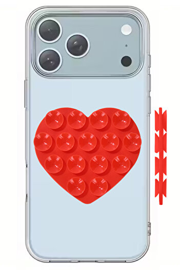 WANNA PROTECT Kalp Çift Taraflı Vakumlu Telefon Tutucu, Cep Telefonu için Silikon, Kaymaz Vantuz Telefon Tutucu