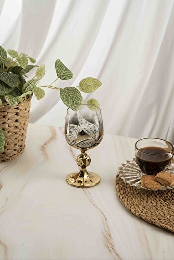 crystalhome 6 Pack Gold Leaf Crystal Coffee Side Dish 150ml