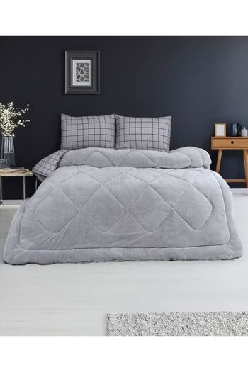 Eyüpoğlu Double Gray 57 Thread Luxury Double Sided Welsoft Cotton Silicone Quilt 195X215