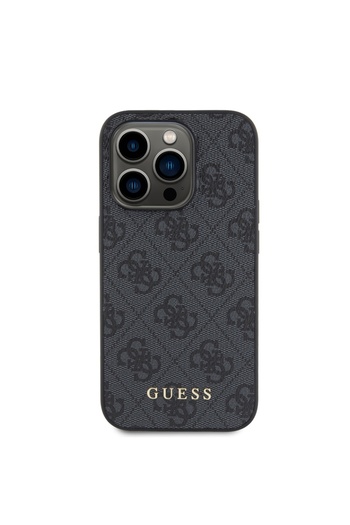Guess Case for iPhone 15 Pro, Hardcase 4G Metal Gold Logo, Grey
