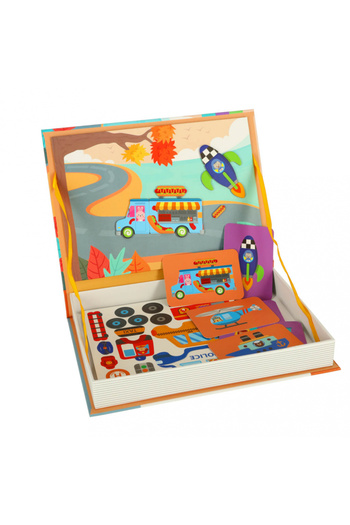 Ikonka Set of 6 magnetic puzzle cards Vehicles