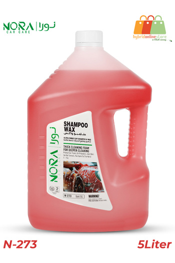 Nora N-273 Ultra Shine Car Shampoo & Wax 5L Thick Cleaning Foam, pH Balanced, Red