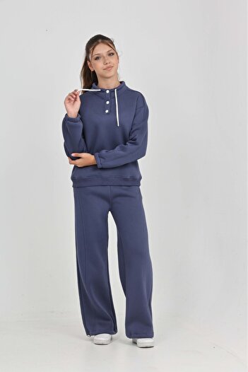 Toontoy Girl's Collar Snap Fastener Tracksuit Set