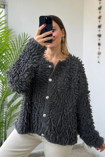 Kubos Moda Crew Neck Knitwear Dark Gray Fringed Knitwear