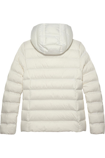 Tommy Hilfiger Kadın Marka Bayrak Logolu Sabit Kapüşonlu Kapitone Dolgulu Beyaz1 Mont DW0DW21617 YBL