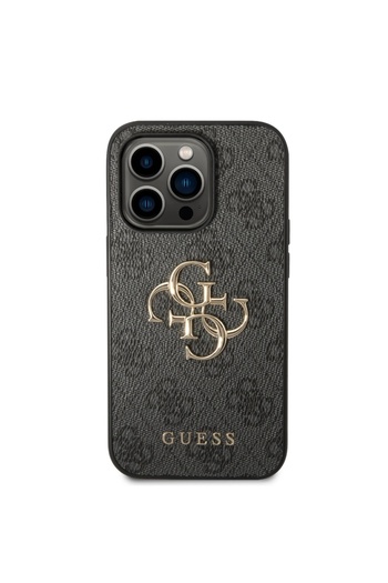 Guess Case for iPhone 15 Pro, Hardcase 4G Big Metal Logo, Slim Protection, Compatible, Gray