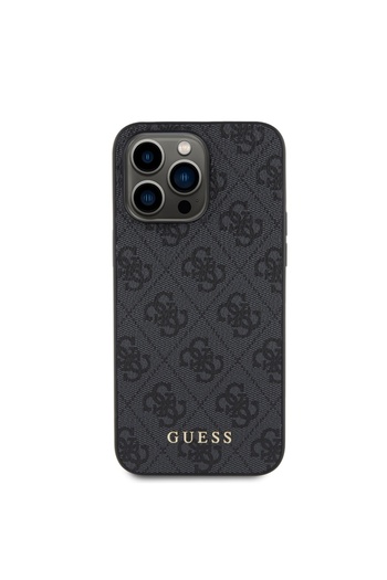 Guess Case for iPhone 15 Pro Max, Hardcase 4G Metal Gold Logo, Grey