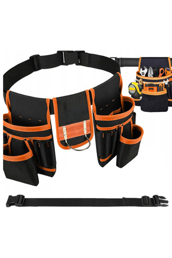 zola Tool belt with 22 pockets, hammer holder, adjustable 67-136 cm, textile material