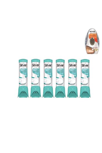 Silver Set of 6 x Deodorant for shoes, sneakers, 100 ml and premium sponge with silicone, neutral