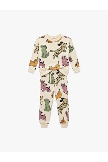 Koton Patterned Beige Baby Boy Top and Bottom Set 6Wmb10032Tk
