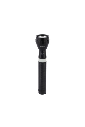 KRYPTON Rechargeable LED Flashlight 2000m Range – 2H Runtime, Triple Booster, Lithium Battery, Black