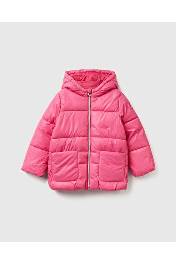 United Colors of Benetton Baby Girl Logo Embroidered Hooded Coat