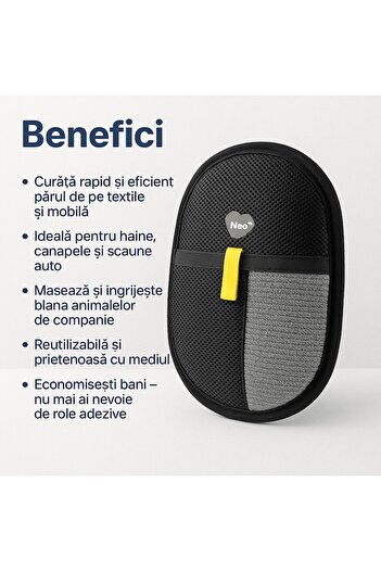 NEO Mănușă ™ pentru epilare, 240×180 mm, neagră – reutilizabilă și lavabilă