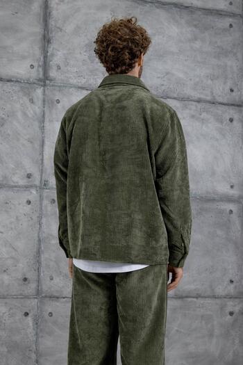 NOMARC Erkek Haki 251 Kadife Oversize Gömlek ve Pantalon Takım